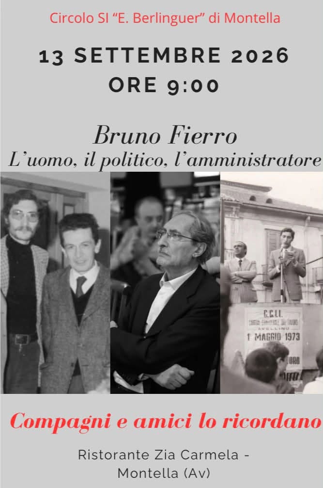 Montella ricorda Bruno Fierro: il 13 settembre 2026 un incontro per ripercorrere il suo impegno politico e amministrativo